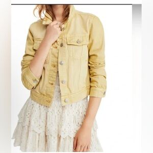 Free people rumors  yellow denim jacket EUC